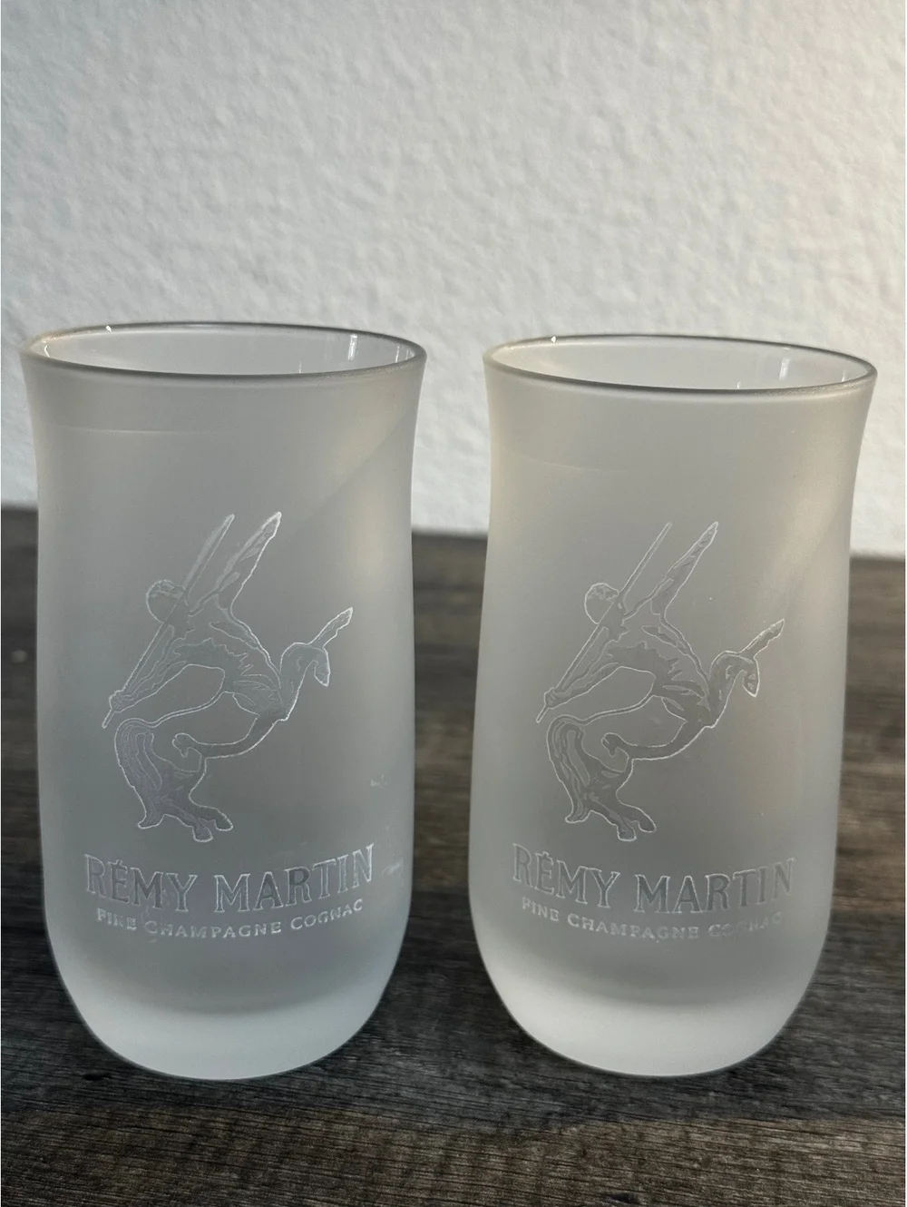 Remy Martin Fine Champagne Cognac Frosted Glasses Set of 4 7 oz Vintage